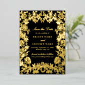 Echte Gold Foil Floral Wedding Save the Date Kaart (Staand Voorkant)
