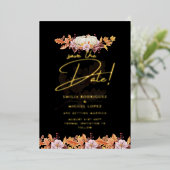 Echte GOLD FOIL Herfst Pumpkin Save Date Weddensch Folie Uitnodiging (Staand Voorkant)