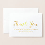 ECHTE GOLD FOIL klassieke witte bruiloft DANK U Folie Kaarten (Voorkant met envelop)