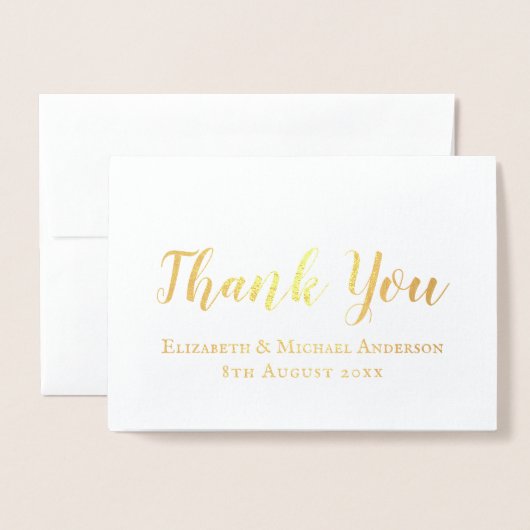 ECHTE GOLD FOIL klassieke witte bruiloft DANK U Folie Kaarten (Voorkant met envelop)