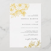 Echte Gold Folie Lush Roos bruiloft Folie Uitnodiging (Voorkant)