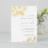 Echte Gold Folie Lush Roos bruiloft Uitnodiging (Staand Voorkant)