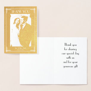 Echte goud folie Art Deco bedankkaart voor trouwfe Kaarten