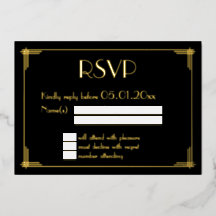 Echte Goud Folie Art Deco Trouw RSVP Kaarten