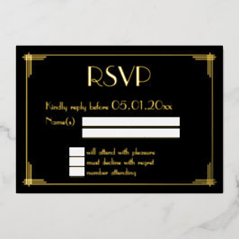 Echte Goud Folie Art Deco Trouw RSVP Kaarten