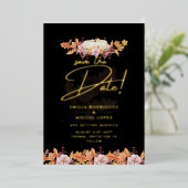 Echte goud folie Herfst Pompoen Save the Date Trou Uitnodiging (Staand Voorkant)