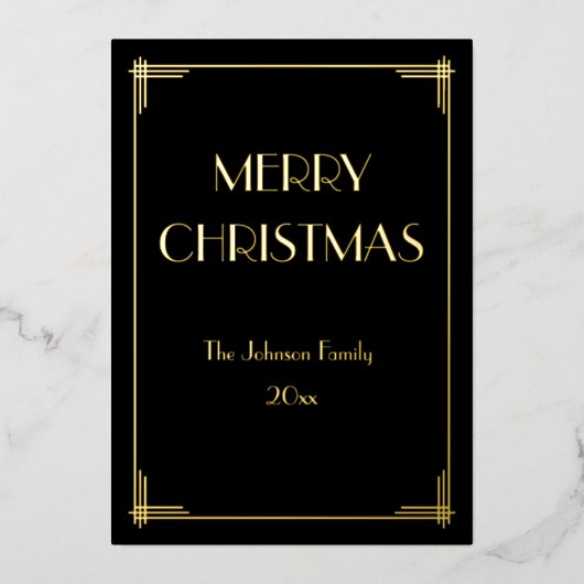 Echte goud folie Prettig Kerstfeest Vakantiewenska Folie Uitnodiging (Voorkant)