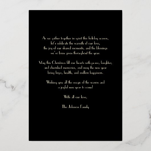 Echte goud folie Prettig Kerstfeest Vakantiewenska Folie Uitnodiging (Achterkant)