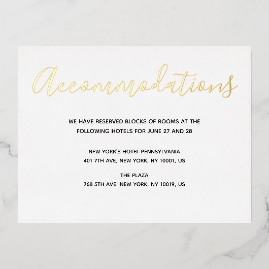 Echte goud folie script huwelijks accommodatiekaar uitnodiging briefkaart (Voorkant)