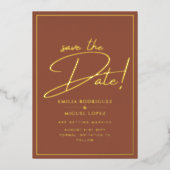 Echte goud folie Terracotta Save the Date Trouwkaa Folie Uitnodiging (Voorkant)