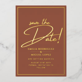 Echte goud folie Terracotta Save the Date Trouwkaa Uitnodiging