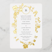 ECHTE goudcirkel Monogram Ovaal gedroogd wild Folie Uitnodiging (Voorkant)