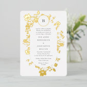 ECHTE goudcirkel Monogram Ovaal gedroogd wild Folie Uitnodiging (Staand Voorkant)