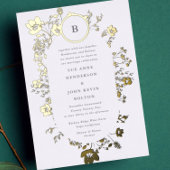 ECHTE goudcirkel Monogram Ovaal gedroogd wild Folie Uitnodiging