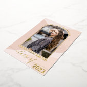 Echte Gouden Blush Roze Geometrische Foto Afstudee Folie Uitnodiging (Gedraaid)