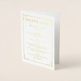 Echte gouden folie Art Deco bruiloftsmenu kaarten
