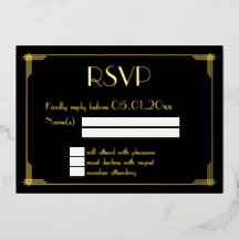 Echte gouden folie Art Deco Trouw RSVP Kaarten