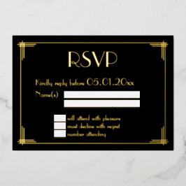 Echte gouden folie Art Deco Trouw RSVP Kaarten