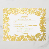 Echte Gouden Folie Bloemen Botanische Huwelijk RSV Folie Uitnodiging Briefkaart (Voorkant)