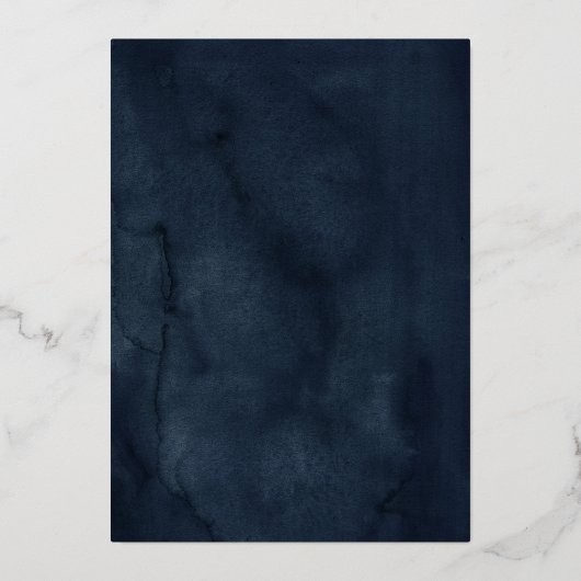 Echte Gouden Folie Bloemen Kant Script Navy Weddin Folie Uitnodiging (Achterkant)