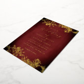 Echte Gouden Folie Bloemen Kant Script Rood Huweli Uitnodiging (Gedraaid)