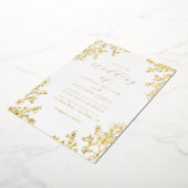 Echte Gouden Folie Bloemen Kant Script Wedding Folie Uitnodiging (Gedraaid)