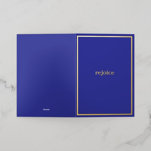 Echte Gouden Folie Custom Blauw Gevouwen Kaart (Buiten Laag)