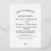 Echte gouden folie Elegante bladeren Krans Monogra Folie Uitnodiging (Achterkant)