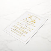 Echte gouden folie Elegante bladeren Krans Monogra Uitnodiging (Gedraaid)