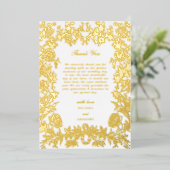 Echte Gouden Folie Elegante Bloemen Huwelijk Dank  Folie Uitnodiging (Staand Voorkant)
