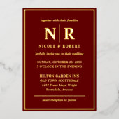 Echte Gouden Folie Elegante Bruiloft Monogram Mode Folie Uitnodiging (Voorkant)