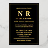 Echte Gouden Folie Elegante Bruiloft Monogram Mode Folie Uitnodiging (Voorkant)