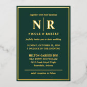 Echte Gouden Folie Elegante Bruiloft Monogram Mode Folie Uitnodiging (Voorkant)