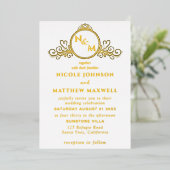 Echte gouden folie Elegante liefde Monogram bruilo Folie Uitnodiging (Staand Voorkant)