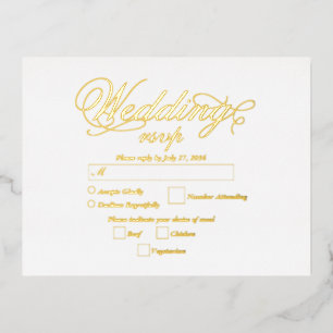 Echte gouden folie Elegante Luxe Witte bruiloft RS Folie Uitnodiging Briefkaart