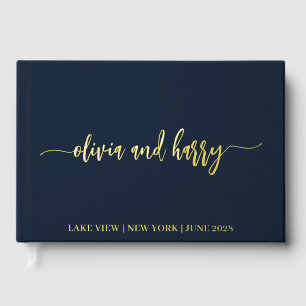 Echte gouden folie Elegante moderne namen Guestboo Gastenboek