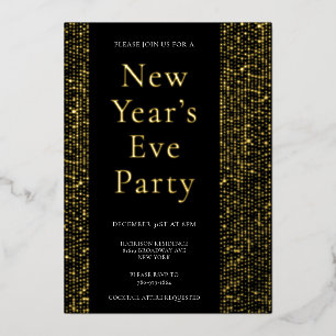 Echte Gouden Folie Elegante Nieuwjaar Eve Party In Folie Uitnodiging