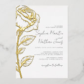 Echte gouden folie Elegante Roos bruiloft Folie Uitnodiging (Voorkant)