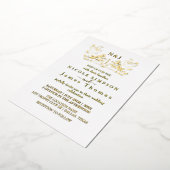 Echte Gouden Folie Elegante Vogels Krans Monogram Uitnodiging (Gedraaid)