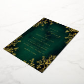 Echte Gouden Folie Emerald Bloemen Kant Script Wed Folie Uitnodiging (Gedraaid)