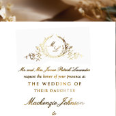 Echte Gouden Folie Formele Monogram Kalligrafie Br Uitnodiging