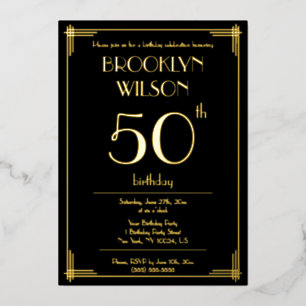 Echte gouden folie Great Gatsby verjaardagsfeest u Uitnodiging