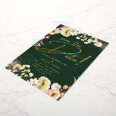 Echte Gouden Folie Groen Save the Date Huwelijk Fo Uitnodiging (Gedraaid)