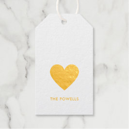 Echte gouden folie hart elegante moderne minimalis cadeaulabels