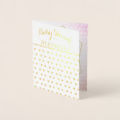 Echte Gouden Folie Harten Baby Meisje Douche Zegen Kaarten (Voorkant)