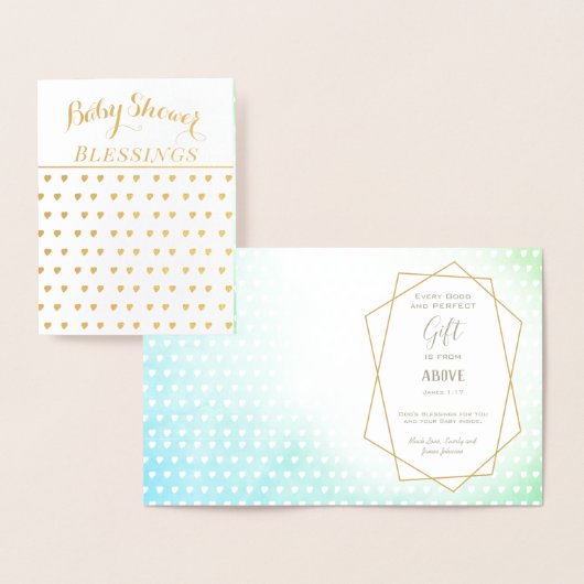 Echte gouden folie harten Baby shower zegeningen Kaarten (Display)