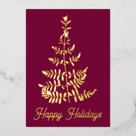 Echte Gouden Folie Kerstboom Feestdagenkaart