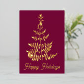 Echte Gouden Folie Kerstboom Folie Feestdagenkaart (Staand Voorkant)