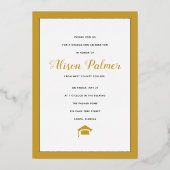 Echte gouden folie Klasse van 2023 scriptfoto Folie Uitnodiging (Achterkant)