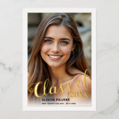 Echte gouden folie Klasse van 2023 scriptfoto Uitnodiging (Voorkant)